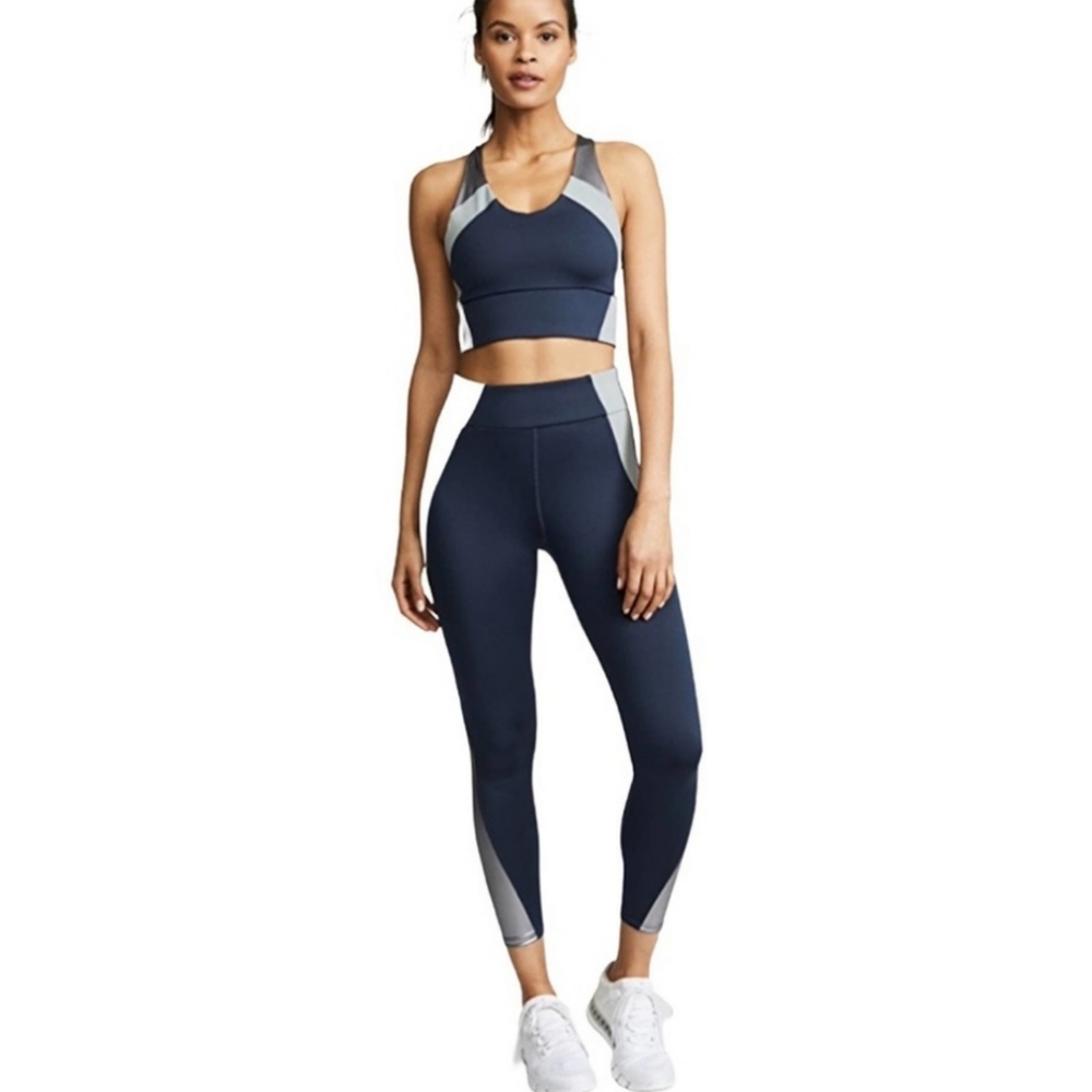 Heroine Sport High Rise Leggings Blue Metallic Strip Small